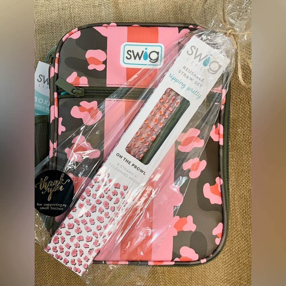 Swig | Boxxi Lunch Bag - On The Prowl & Matching Straw Set Brand New
